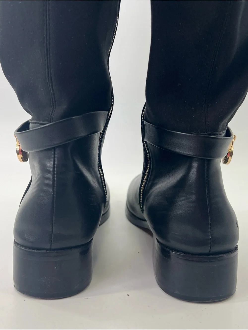 Michael Kors Hamilton Tall boots size 8 / EU39 Navy Gold Leather Stretch
